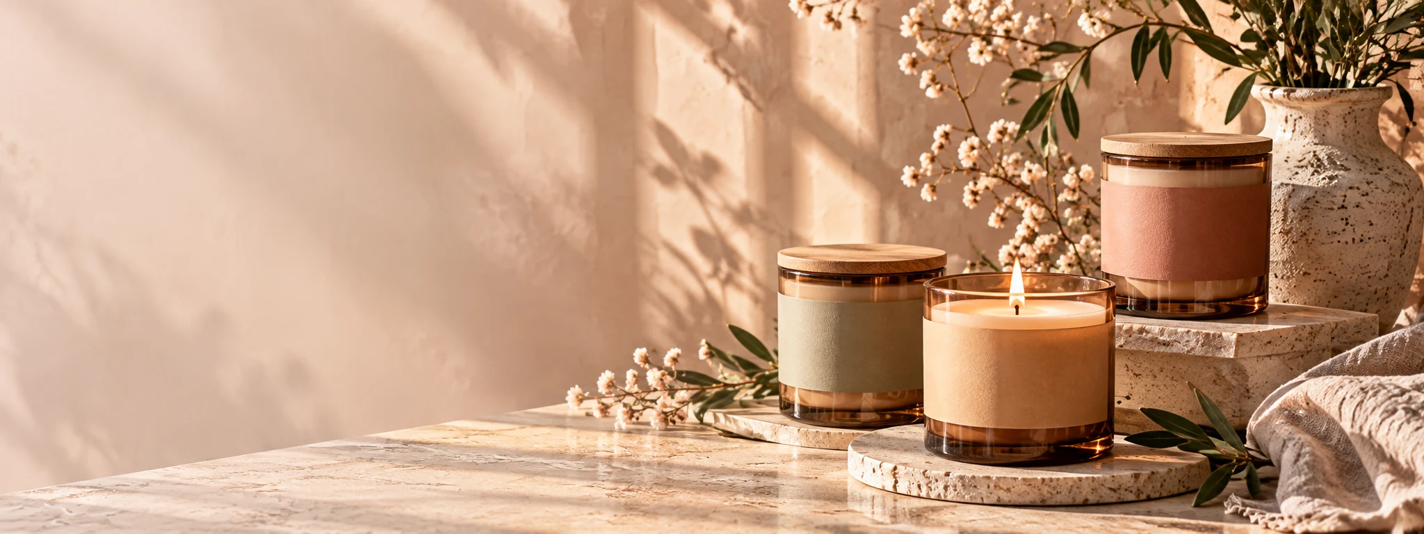 Velas aromáticas en ambiente natural, imagen recreada
